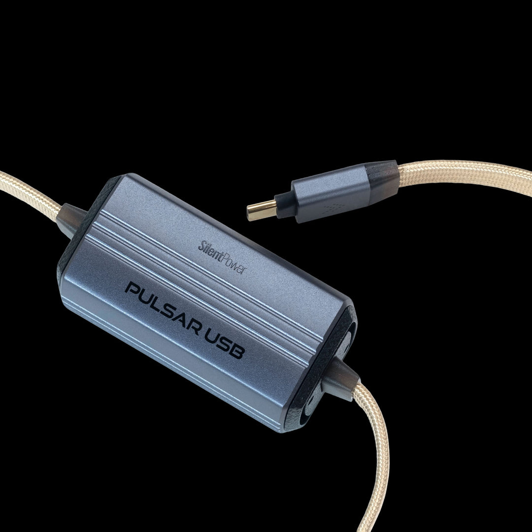 SilentPower Pulsar USB device on a black background